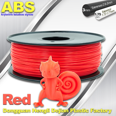 Çok Renkli 1.75mm / 3mm ABS 3D Yazıcı İyi Esnekliğe Sahip Filament Kırmızı