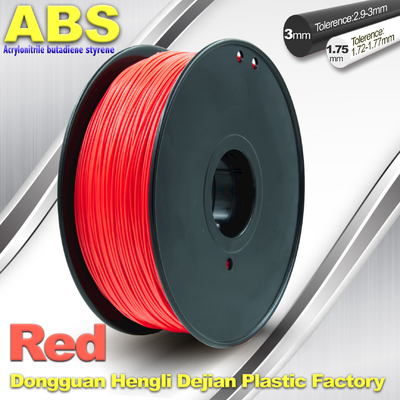 1.75mm / 3.0mm ABS 3d Yazıcı Filament Kırmızı, İyi Esnekliğe Sahip